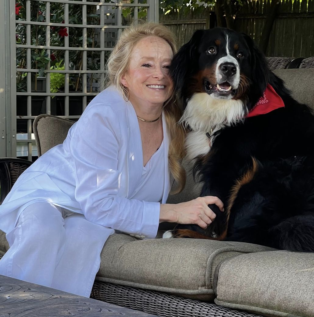 Lisa Hock at home with Moses